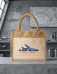 Jute Bag with Canvas Pocket