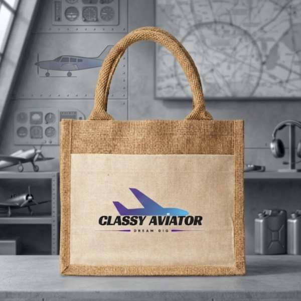 Jute Bag with Canvas Pocket