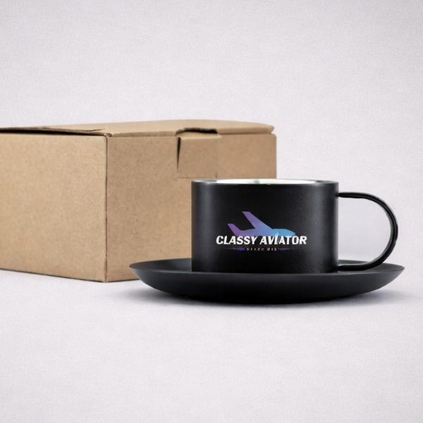 Black Coated Cup & Saucer Set 80m