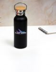 Insulated Bottle With Bamboo Cap Black Or White