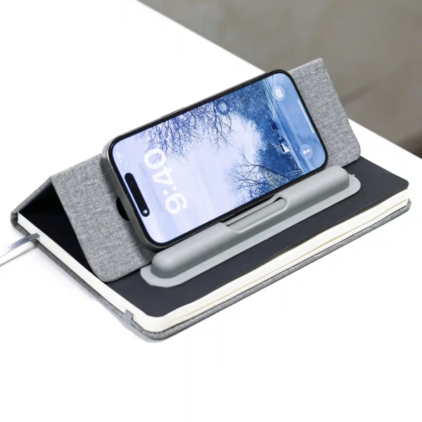 PU + RPET Look Notebook with Mobile Pen Holder