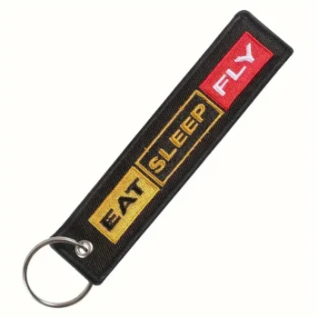 Set of 1 Embroidered Aviation Keychains - Stylish Eat Fly Key Tags Made from Polyester with REMOVE BEFORE FLIGHT Branding - Ideal Gift Or Accessory for Pilots And Aviation Fans
