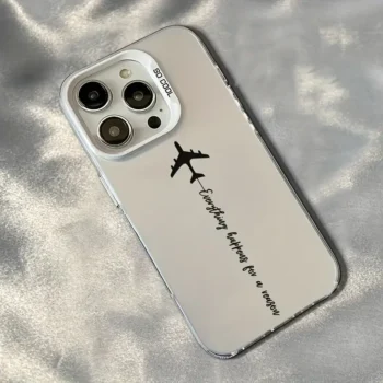 Simple Aircraft English Suitable for iPhone Case, Thick, drop-proof, fingerprint-resistant full-protection cell phone case, durable, shockproof, stylish PC material, suitable for both men and women