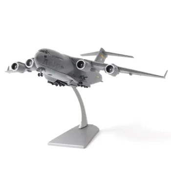 C-17 Realistic Alloy & Plastic Aircraft Model with Display Stands & Ornaments - Highly Restored Exterior Details, Non-Electric Home Decor, Perfect Gift for Aviation Enthusiasts