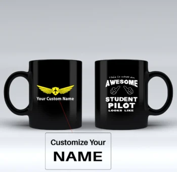 Student Pilot Designed Black Mugs