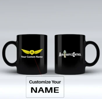 Air Traffic Control Designed Black Mugs
