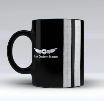 Name & Badge & Silver Special Pilot Epaulettes (4,3,2 Lines) Black Mugs