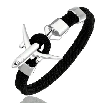 1pc Fashion Airplane Clasp Bracelet, Casual Style Nylon Wristband with Zinc Alloy Pendant, Trendy European and American Jewelry Accessory