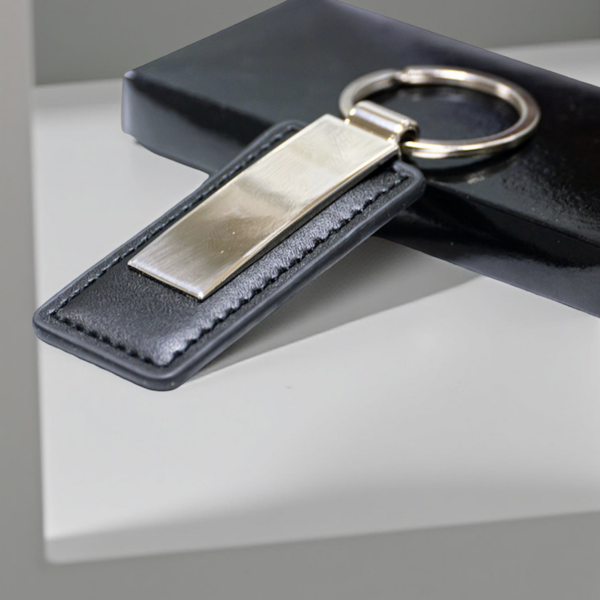 PU Keychain with metal plate