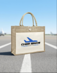 Jute Bag with Canvas Pocket NATURAL