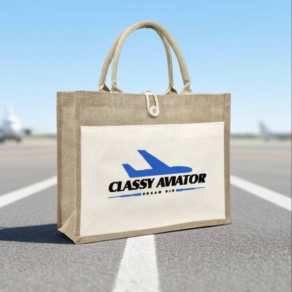 Jute Bag with Canvas Pocket NATURAL